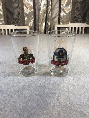 2 Star Wars Zak Designs R2-D2 C-3PO Drink Glass 2016